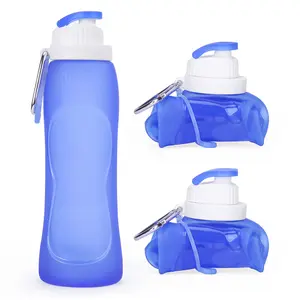 Kunden spezifisches Logo Umwelt freundliche Sport-Outdoor-zusammen klappbare haltbare Silikon-Trinkwasser flasche