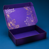 Maßgefertigte Farbige Matte Lila Goldfolie Pfingstrosen-Karton Kosmetik Schmuck Geschenk Abonnement Versand Recycelte Materialien Schwamm