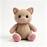 Jouet en peluche tricoté en forme de chaton, provenant directement de l'usine, figurine de chat assis en peluche tricotée, poupée animale en peluche tricotée en gros