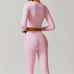 Nuova comoda e traspirante scollatura alla moda con imbottiture toraciche per costine da Yoga a manica lunga da donna - Product Image 2