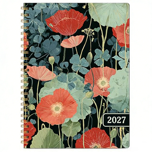 Agenda 2027 per Donne con Motivi Floreali, Rilegatura a Spirale, Citazioni Motivazionali e Ampie Caselle per la Data - Product Image 1