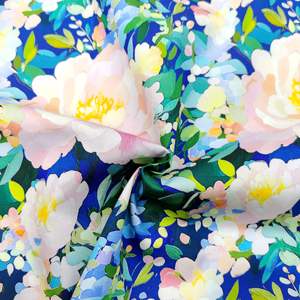 Nouveauté <span class=keywords><strong>Tissu</strong></span> en popeline de coton biologique multi-couleurs à imprimé floral grand format pour filles et enfants, pour robes et costumes - Product Image 1