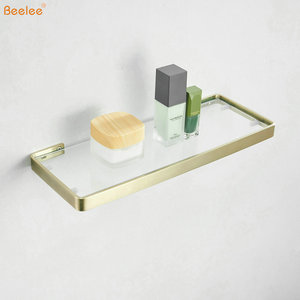 Beelee BA19304BGホームホテルバスルームアクセサリー高級ステンレス鋼304ガラス棚ホルダー付き - Product Image 2