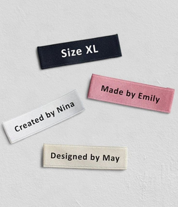 Étiquettes de vêtements en satin tissé personnalisées de haute qualité avec logo, nom de marque et matériau en coton – Étiquettes de vêtements économiques - Product Image 4