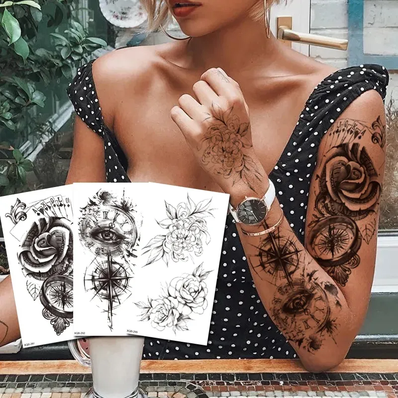 Fabricage Waterdichte Tijdelijke Tattoo Stickers Kompas Body Art Flash Tattoo Tatouage Tattoo Voor Mannen Vrouwen Arm Hand Back Voet