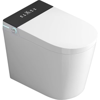 WC intelligent automatique avec bidet intégré, chasse d'eau, siège chauffant thermostatique, télécommande, design moderne noir monobloc, siphon en S