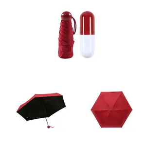 迷你雨伞带盒小迷你雨伞带可爱胶囊盒5折叠紧凑型口袋雨伞
