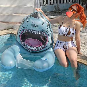 Bouée gonflable en forme de requin Hommak avec porte-gobelet, en PVC, 34 x 33 pouces, pour adultes, pour piscine - Product Image 4