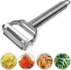 2 éplucheurs à légumes multifonctionnels manuels en acier inoxydable et plastique écologiques pour pommes de terre et julienne - Product Image 4