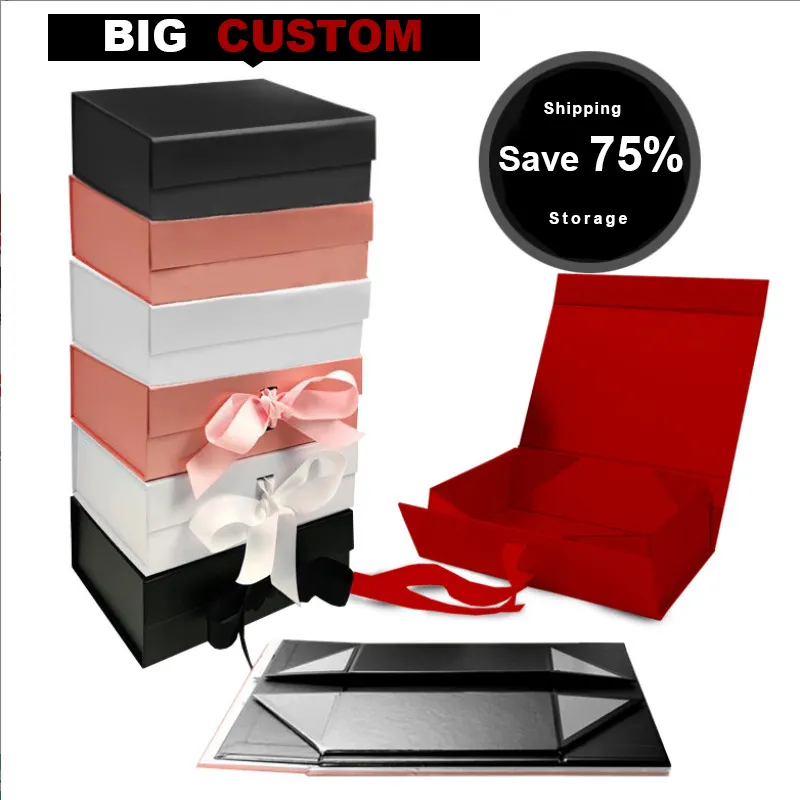 wholesale cardboard luxury custom storage clothes large black rigid magnetic gift box packaging
