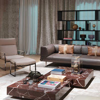 Table basse carrée moderne et simple en marbre violet haut de gamme, style luxe léger, pour salon