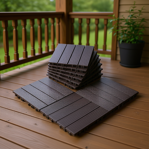 Baldosas de terraza entrelazadas impermeables 12x12 color marrón oscuro, paquete de 10 para suelos exteriores de porche - Product Image 2