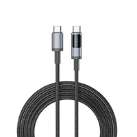 Kabel Data Pengisian Cepat PD 100W Type-C ke Type-C dengan Layar LED Hitam OEM X2 Nylon Braid untuk Komputer