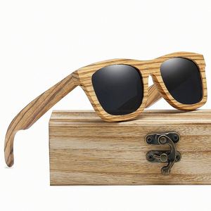 Custom Logo Wholesale Metal <b>Spring</b> <b>Hinges</b> Wooden Square Sunglasses Zebra Wood Polarized Sunglasses for Men Women - Product Image 1