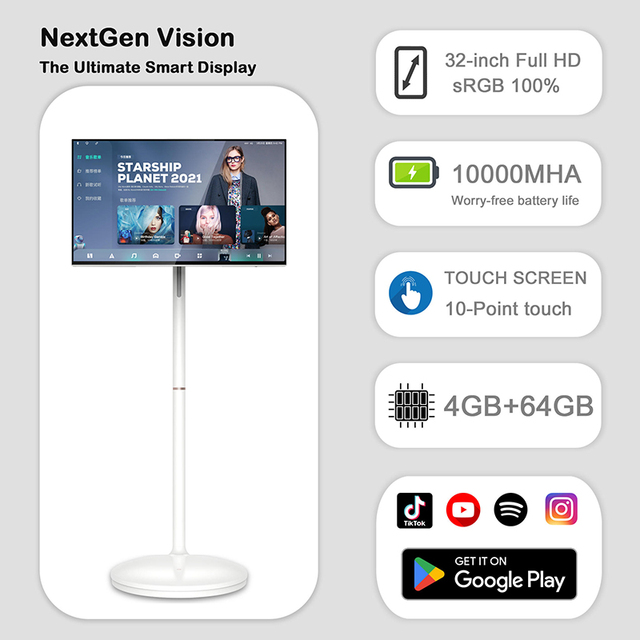 High Quality HD Android LCD Battery Rotating Wireless Portable Smart