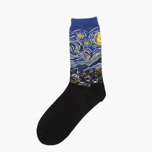 Vente en gros nouveauté artistique <span class=keywords><strong>Van</strong></span> <span class=keywords><strong>Gogh</strong></span> peinture chaussettes hommes unisexe drôle Art graphique coton chaussettes d'équipage - Product Image 5