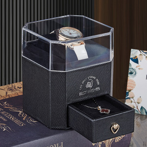 Elegante Scatola Portaorologi Esagonale con Manico a <span class=keywords><strong>Cuore</strong></span> in Oro, Regalo Ideale per la Festa del Papà - Product Image 4