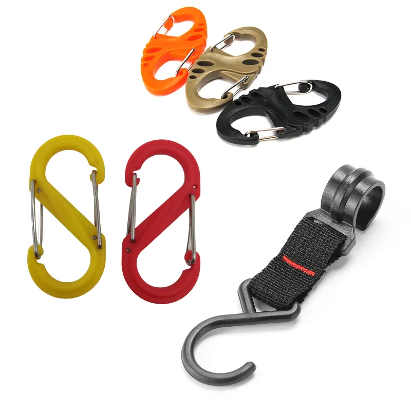 Plastic S Shape Hanger Carabiner Hook for Backpack Hooks & Rails Backpack, Key Chain Etc.
