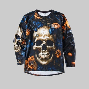 T-shirt pour homme de haute qualité, imprimé <span class=keywords><strong>floral</strong></span> et crâne, décontracté, confortable, respirant, manches longues - Product Image 3