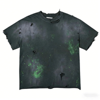 T-shirt personnalisé en coton épais 100% vintage délavé à l'acide, imprimé logo, coupe oversize, effet usé, streetwear, manches courtes pour homme