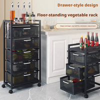 Étagère de rangement mobile à 5 niveaux en fer avec roulettes, pour fruits et légumes, design moderne pour cuisine domestique