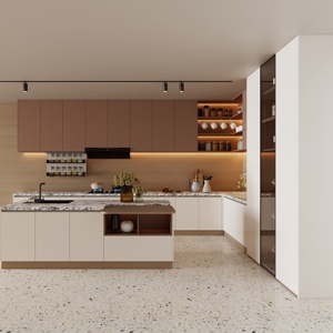 Ensemble d'armoires de cuisine Aige, style simple, en MDF, finition mélamine, portes en panneaux de papier, pour une cuisine au design moderne - Product Image 5