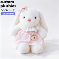 Peluche Lapin Blanc Adorable avec Robe Rose, Bordure en Dentelle et Nœud Floral – Cadeau Idéal pour Fille – Vente Flash