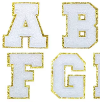 26 pièces de badges de broderie de lettres anglaises blanches, accessoires vestimentaires, chapeaux, sacs, autocollants en tissu auto-adhésifs pour le bricolage