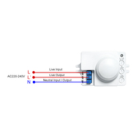 Détecteur de mouvement radar micro-ondes 5,8 GHz à montage au plafond, contrôleur AC220-240V, réglage de la luminosité et de la minuterie, interrupteur d'éclairage automatique