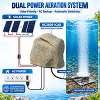 Aérateur de bassin 95 LPM en imitation roche avec système d'aération à double alimentation solaire et CA à commande intelligente MPPT pour bassin à poissons de 1 acre