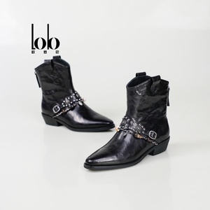 Stivali da Cowboy da <span class=keywords><strong>Donna</strong></span> in Vera Pelle Autunno/Inverno, Punta Affusolata, Tacco Grosso, Cerniera Posteriore, Colore Unico - Product Image 6