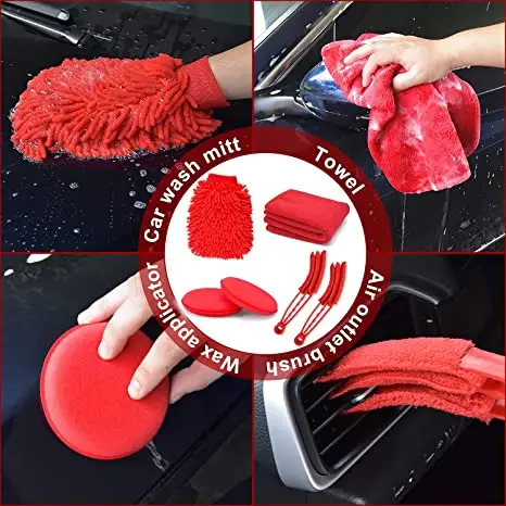 18 Pcs Kit de Ferramentas da Limpeza Do Carro com Carro Detalhando Escova Set,Auto Detalhamento Escova Broca Conjunto