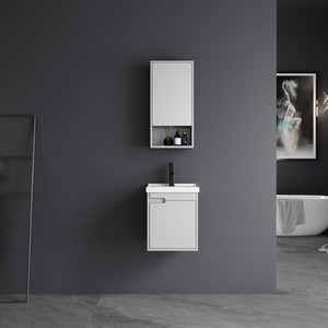 Mueble de Baño de PVC de 50 <span class=keywords><strong>CM</strong></span> para Hogares Pequeños y Medianos, Incluye Mueble de Pared, Mueble de Suelo, Encimera de Mueble de Baño y Lavabo de Cerámica - Product Image 6