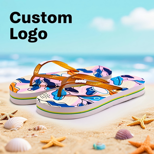 Nicecin Hot Selling Thick Sole Rubber Printed Heat Transfer Insole Pe Thongs <strong>With</strong> Decorations Colorful Lines <strong>Flip</strong> <strong>Flops</strong> - Product Image 1