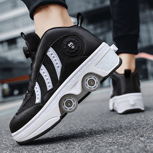 Helios Skateboarding Shoes Double Row Four Wheels <b>Cushioned</b> Sporty <b>Round</b> Toe Rubber Outsole - Product Image 3