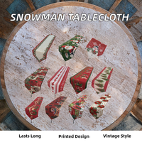Bannière de Noël à double couche en forme de bonhomme de neige, chemin de table, nappe de table, décorations en tissu de lin et polyester pour les fournitures de fête