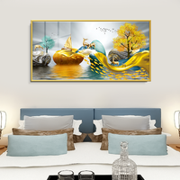 Peinture moderne simple de style nordique en porcelaine cristal paysage lumineux de luxe avec cerf doré pour la décoration de salon