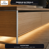 Console TV flottante en bois sur mesure OEM ODM avec rétroéclairage LED pour salon moderne, villa, hôtel, appartement