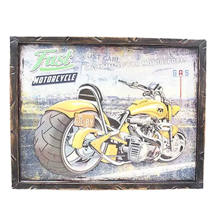 Fabrik Großhandel Metall Handwerk Motorrad 3D Plaque Home Decor Rechteckige Retro dekorative Wand kunst Home Decor Raum