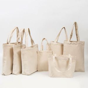 กระเป๋าผ้าแคนวาสสีพื้นแบบใช้ซ้ำได้ ขนาด 30*35, 35*40, 20*25, 25*30 ซม. สีขาว, สีเบจ, สีดำ ขายส่ง - Product Image 3