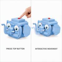 Ensemble de blocs de construction interactifs personnalisés en forme d'éléphant, jouets de construction STEM avec boutons à presser pour animaux mobiles, pour enfants, OEM, marque privée
