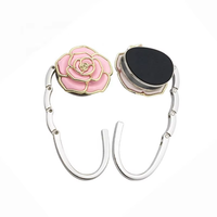 Porte-sac à main portable pour femme, crochet de table, support en alliage de zinc, forme de fleur, accessoire de sac pliable