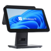 Système de point de vente tout-en-un avec double écran 15,6''+11,6'', caisse enregistreuse POS, support en aluminium, système de point de vente de bureau pour les magasins de détail