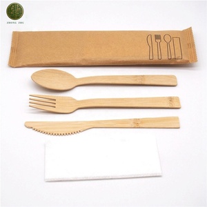 Set di posate in bambù biologico usa e getta (cucchiaio, forchetta, coltello) certificato FSC, senza sostanze chimiche, senza BPA, non tossico, compostabile, ecologico, sicuro, all'ingrosso - Product Image 5