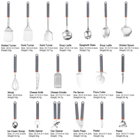 Juego de 19 Utensilios de Cocina de Acero Inoxidable; Juego de Utensilios de Cocina de Acero Inoxidable para Servir