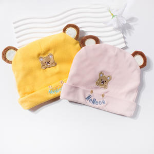 Topi Tuan Bear Bayi, topi katun murni pola polos, pelindung hangat empat musim untuk anak laki-laki dan bayi - Product Image 4