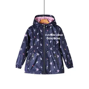 Veste d'hiver ample pour fille, logo personnalisé OEM, sweat à capuche pour adolescente, fermeture éclair, coupe-vent, manteaux pour enfants