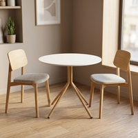 Table basse de négociation en bois de style design moderne avec plateau rond et support en métal, table à thé