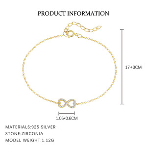 Minimalist 18K Gold Plated Chain <b>Bracelets</b> With Crystal Rhinestones <b>Infinity</b> And Teardrop Design For Women Everyday Wear - Product Image 3