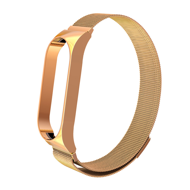 xiaomi mi band 5/ 6m correa de metal magnética azul - oro rosa 4